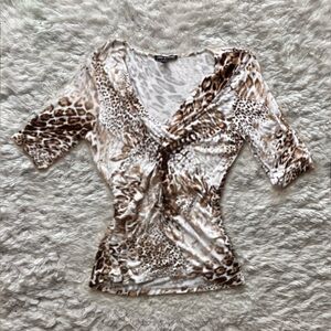 Brown and White Jaguar Print Blouse